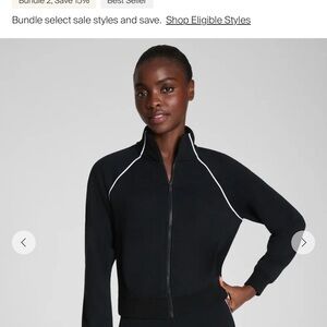 SPANX Dark Blue Jacket and Pant set with Light Trim